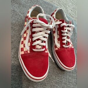 Vans Red and White Checkered Shoes